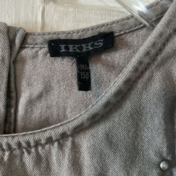 Ikks Gray Drop Waist Dress with Ruffle Accents - Size 14 Teens - Picture 6 of 14